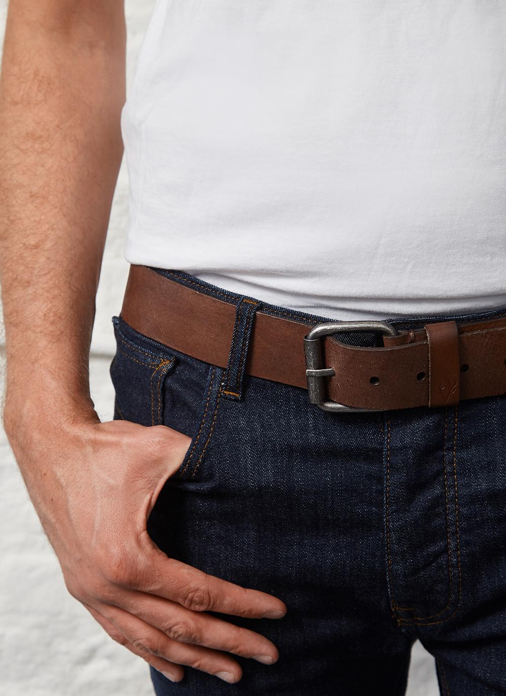 Men's Dark Brown Leather Belt Blarney